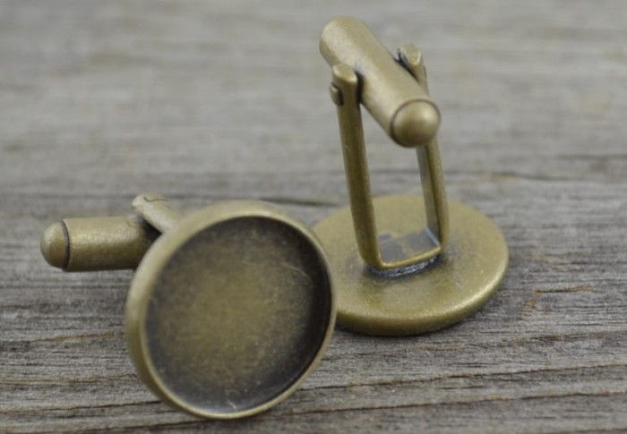 [11702] Bazy spinek do mankietów brąz na kaboszon 14mm