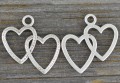 307186 Zawieszka mała dwa serca w kolorze srebra 4szt 