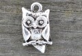 307161 Zawieszka mała sówka obustronna w kolorze srebra 2szt