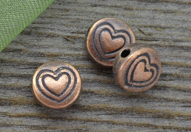 -1209 Element ozdobny przekładka z serduszkiem w kolorze miedzi