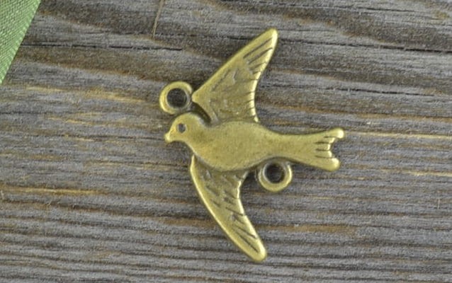 10746 Element ozdobny ptaszek łącznik w kolorze brązu 2szt