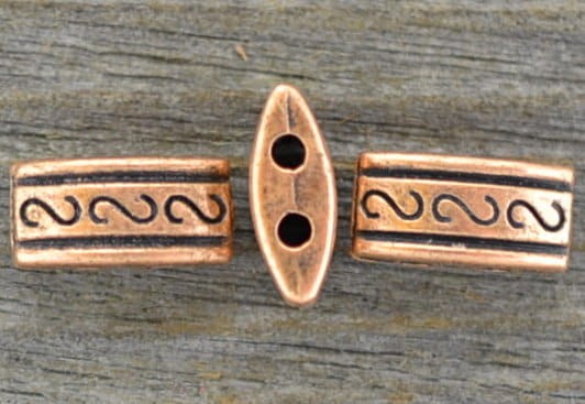  -1203 Element ozdobny łącznik z dwiema dziukrami w kolorze miedzi 6szt