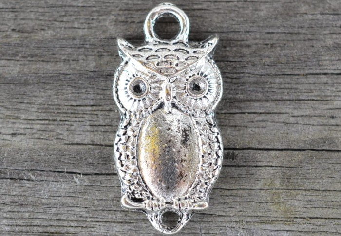 {31220} Łącznik ozdobny sówka w kolorze srebra