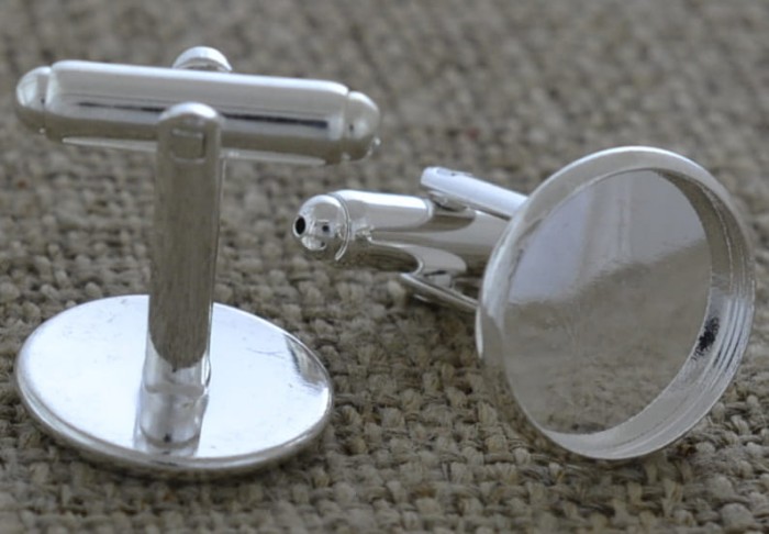 [31710] Bazy spinek do mankietów srebro kaboszon 14mm