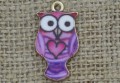 Zawieszka emaliowana sowa w kolorze fioletowym