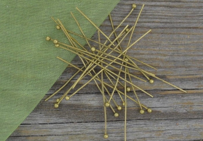 [10914] Szpilki z ozdobnym końcem brąz 35mm 40 szt