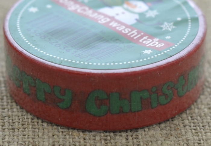 [ś07364] Taśma papierowa samoprzylepna washi tape czerwona "Merry Christma" 10m