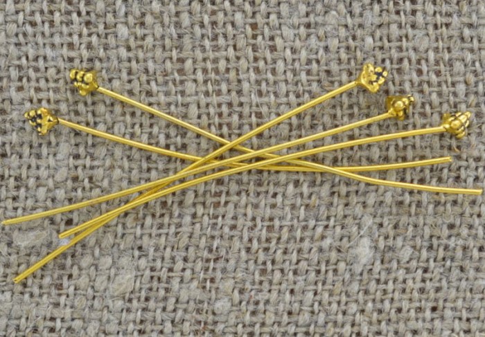 20901 Szpilki biżuteryjne z ozdobnym końcem złote 54mm 4szt