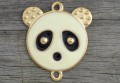 21221 Element ozdobny łącznik emaliowany w kolorze złotym panda
