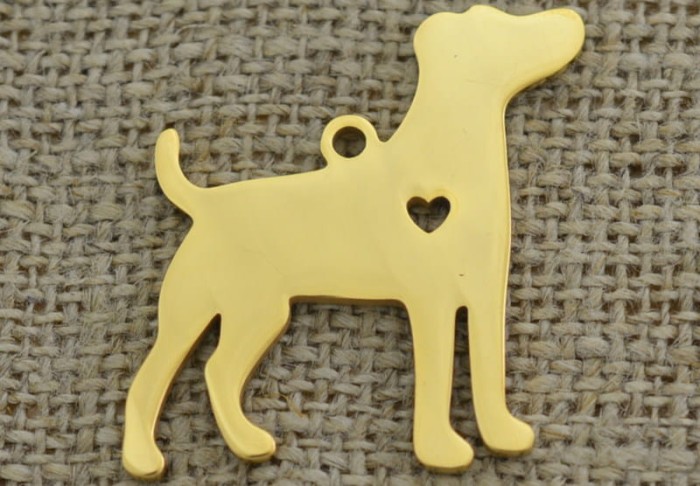 [307439] Zawieszka mała ze stali nierdzewnej pies w kolorze złotym