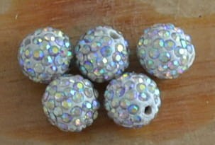 {90604} Koralik cyrkoniowy srebrny 10mm