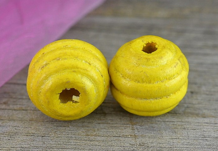  87327 Koralik drewniany żółty 15mm 3szt 