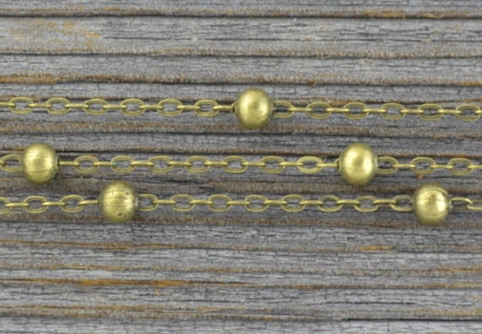 11140 Łańcuszek anchor z kuleczkami w kolorze brązu 50cm