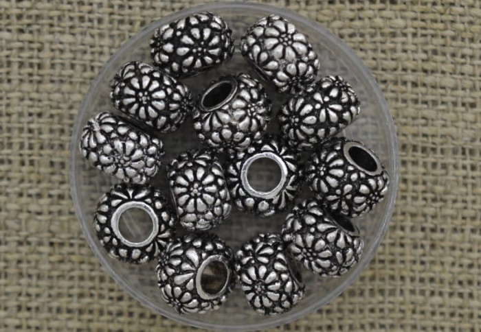 [312198] Koralik modułowy kwiaty w kolorze srebrnym