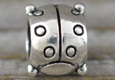 312109 Koralik modułowy biedronka w kolorze srebrnym 2szt