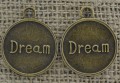 [107303] Zawieszka mała moneta "Dream" w kolorze brązu