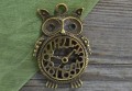 10869 Zawieszka duża zegar w sowie w kolorze brązu 
