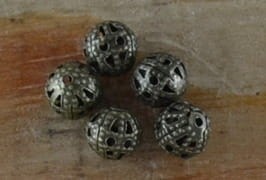 {19102} Koralik ozdobny ażurowy w kolorze brązu 6mm 20szt