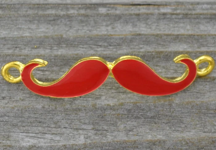 21236 Element ozdobny łącznik wąsy emaliowane w kolorze czerwonym