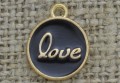 Zawieszka emaliowana moneta "love" czarna