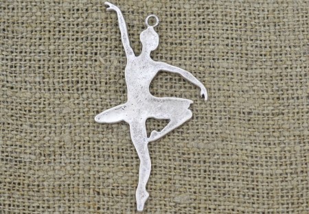 [30858] Zawieszka duża baletnica kolor srebrny
