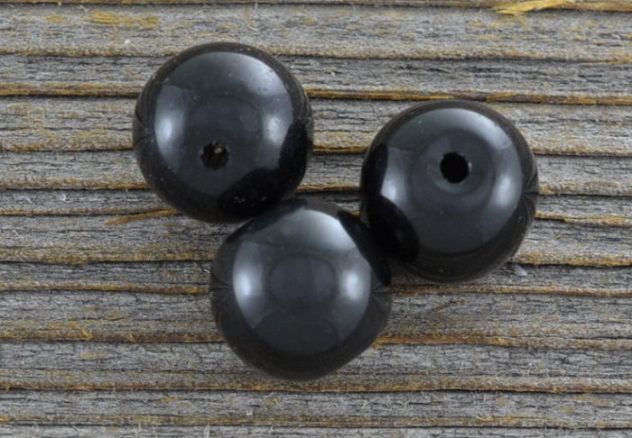 70410 Koralik szklany perełka gładka 10mm czarne