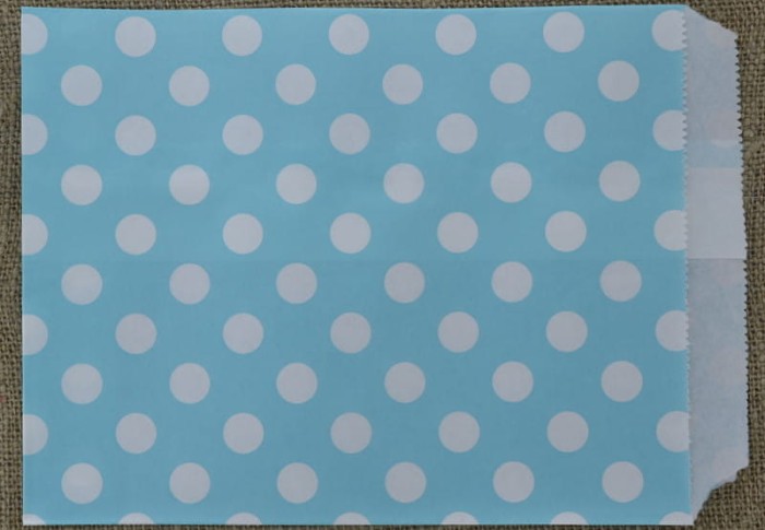  73439 Torebka papierowa błękitna w białe groszki 2szt