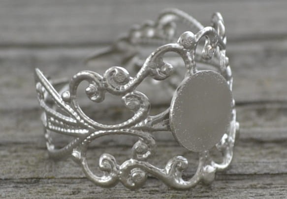 50307 Ozdobna baza pierścionka filigranowa w kolorze starego srebra 