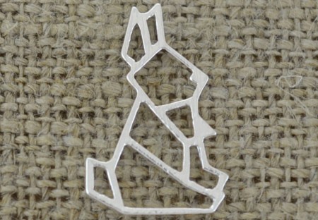 [312234] Element ozdobny królik origami w kolorze srebrnym