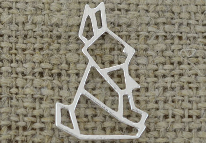 [312234] Element ozdobny królik origami w kolorze srebrnym