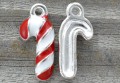  ś07158 Zawieszka emaliowana laska świąteczna w białe i czerwone paski