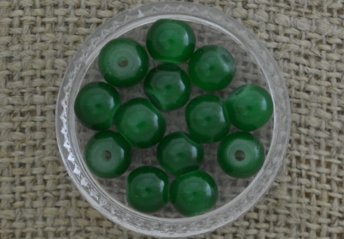 Koralik szklany perełka 6mm zielona 10szt