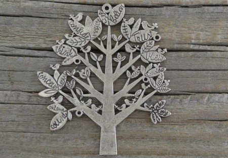 [30862] Zawieszka duża drzewo w kolorze srebrnym