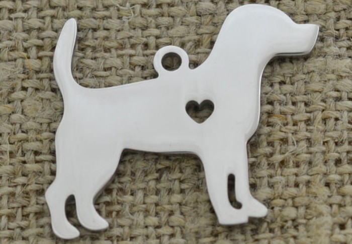  [307427] Zawieszka mała ze stali nierdzewnej pies w kolorze srebrnym