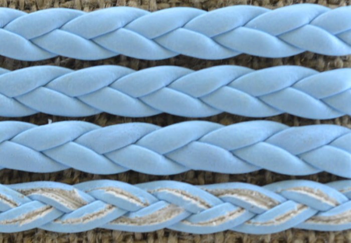 73781 Rzemień pleciony płaski 5*2mm w kolorze błękitnym 1m