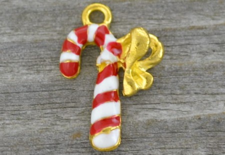 [ś07128] Zawieszka laska świąteczna czerwone paski