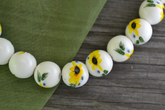 {7605174} Koralik porcelanowy okrągły 14mm słonecznik