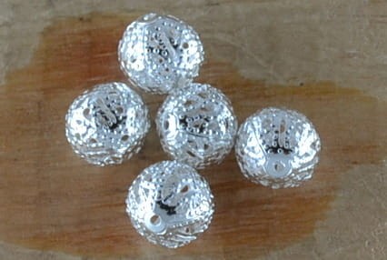 {59101} Koralik ozdobny ażurowy w kolorze srebra 10mm 10szt