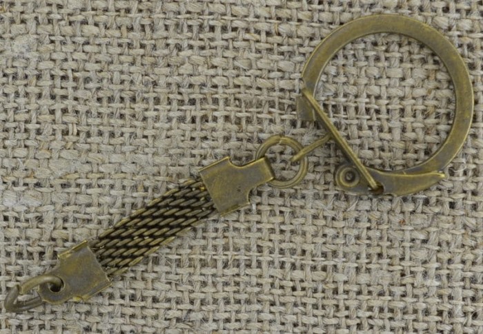 171142 Baza breloka z łańcuszkiem okrągła w kolorze brązu