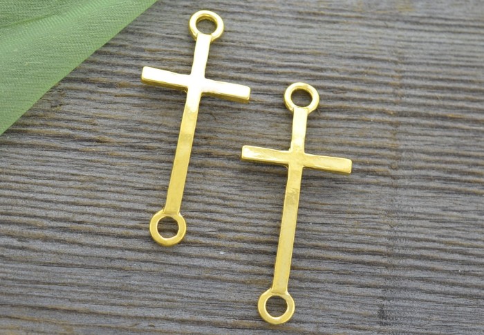 21216  Element ozdobny łącznik krzyż w kolorze złota