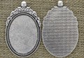 {30191} Ozdobna baza medalionu w kolorze srebrnym na kaboszon 40*30mm
