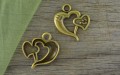 107129 Zawieszka mała dwa serduszka w kolorze brązu 2 szt