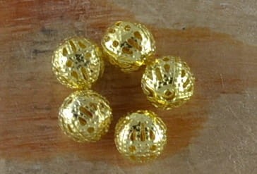 {49101} Koralik ozdobny ażurowy w kolorze złotai 8mm 15szt