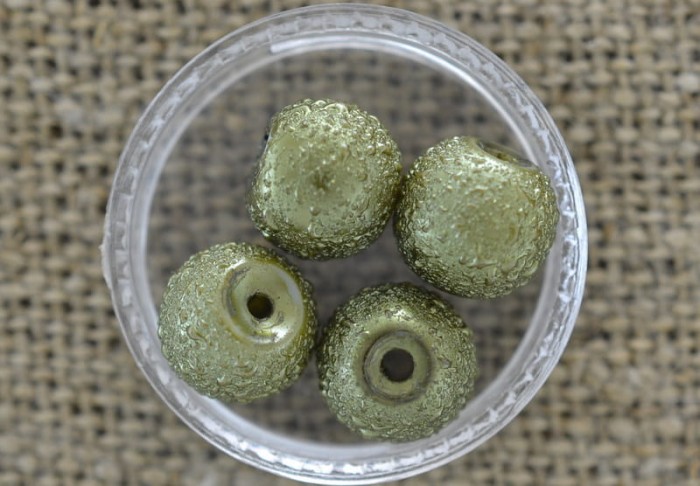 70139 Koralik szklany szroniony zielony 10mm 5szt