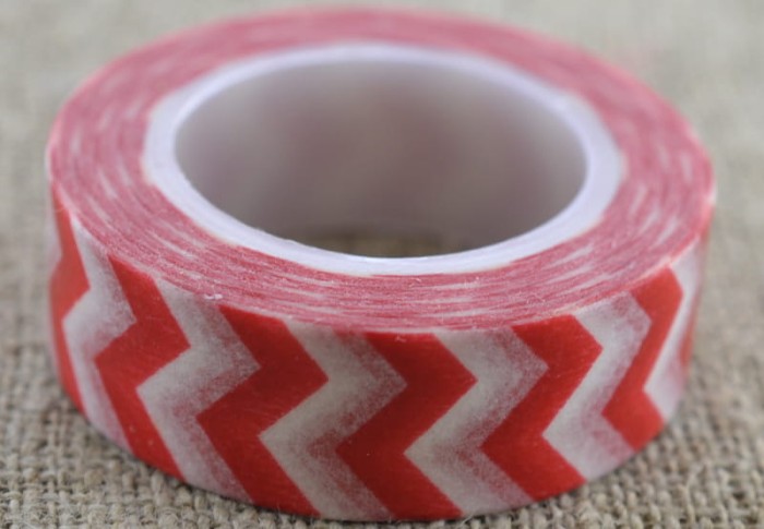 606015 Taśma papierowa samoprzylepna washi tape czerwona 10m