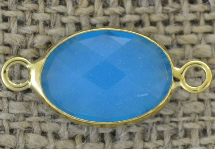 [21288] Element ozdobny łącznik z cyrkonią w kolorze niebieskim