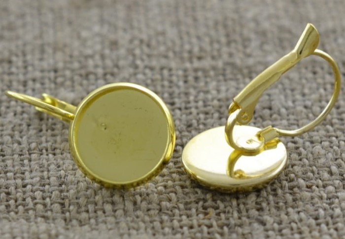 [20406] Baza kolczyka na biglu złota na kaboszon 12mm