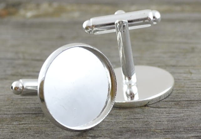 [31709] Bazy spinek do mankietów srebrne kaboszon 18mm