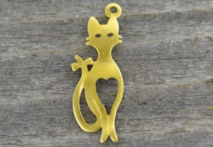 20756 Zawieszka mała kot w kolorze złotym 5szt