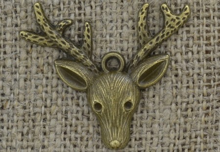 [ś07424] Zawieszka głowa renifera 31*37mm brąz